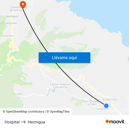 Hospital to Hermigua map