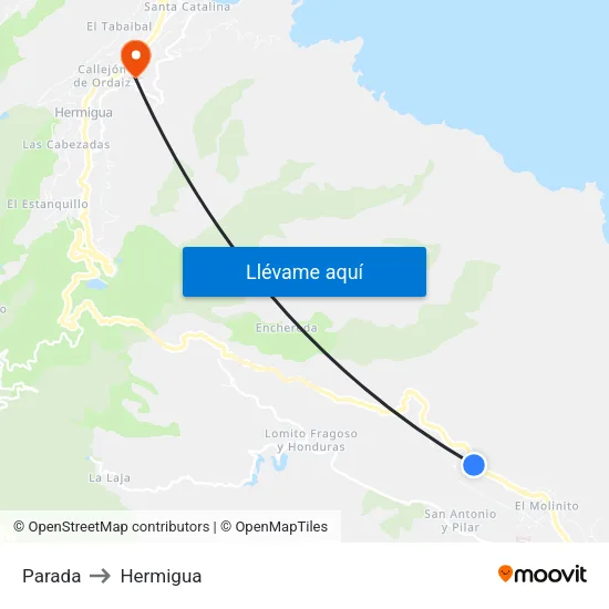 Parada to Hermigua map