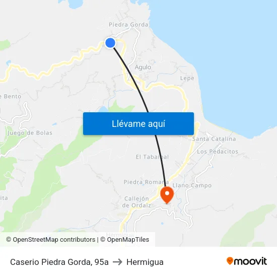 Caserio Piedra Gorda, 95a to Hermigua map