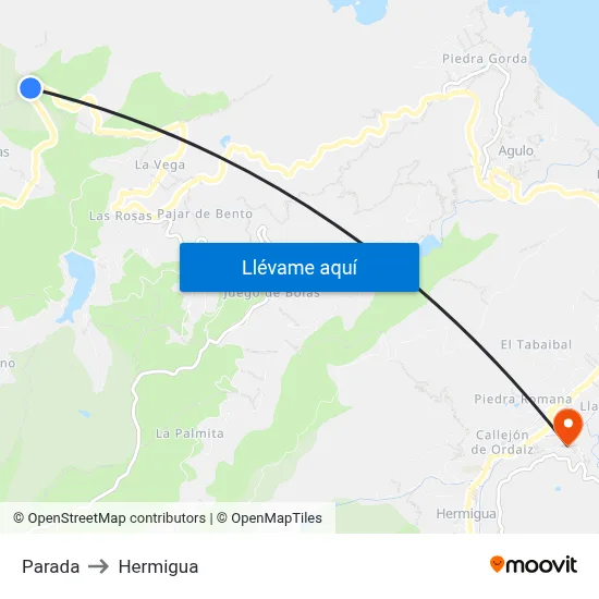Parada to Hermigua map