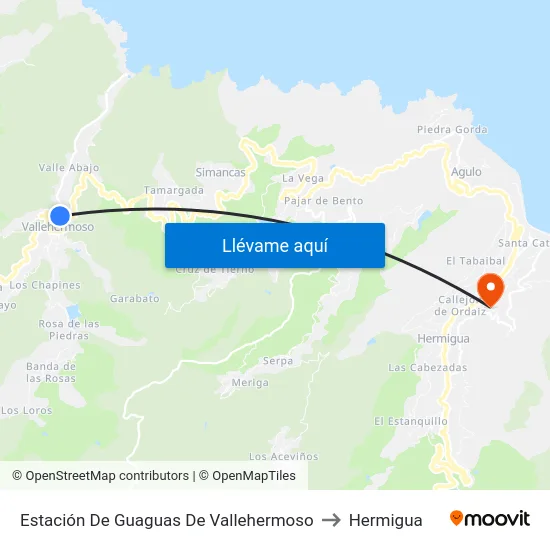 Estación De Guaguas De Vallehermoso to Hermigua map