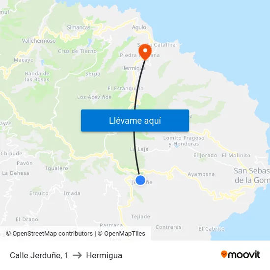 Calle Jerduñe, 1 to Hermigua map