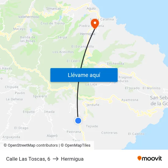 Calle Las Toscas, 6 to Hermigua map