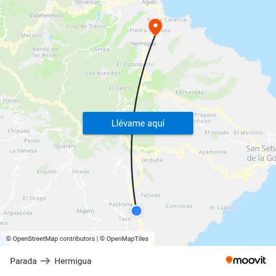 Parada to Hermigua map