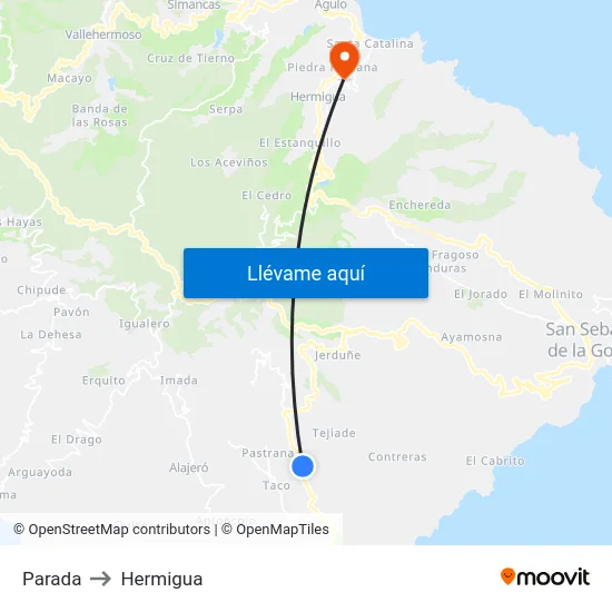 Parada to Hermigua map