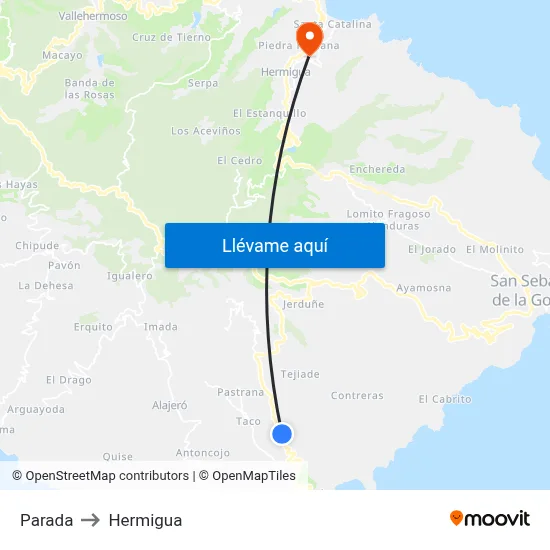 Parada to Hermigua map