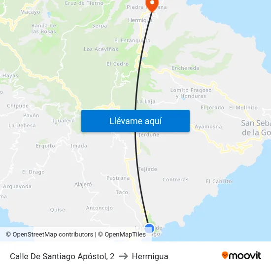 Calle De Santiago Apóstol, 2 to Hermigua map