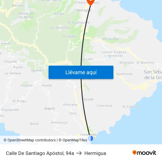 Calle De Santiago Apóstol, 94a to Hermigua map