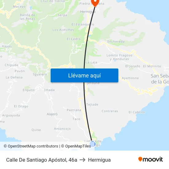 Calle De Santiago Apóstol, 46a to Hermigua map