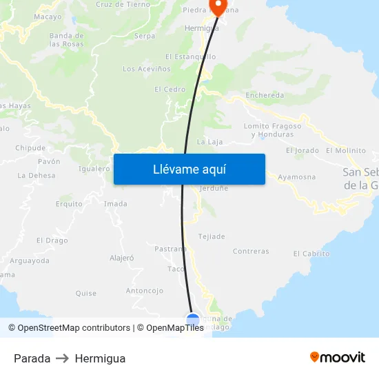 Parada to Hermigua map