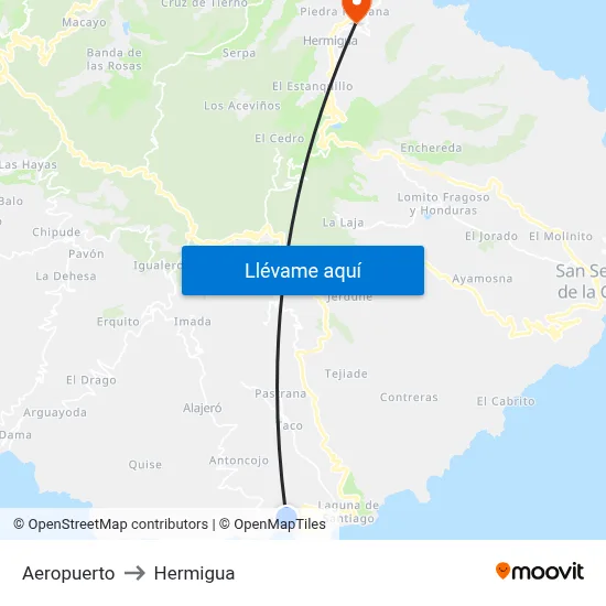 Aeropuerto to Hermigua map
