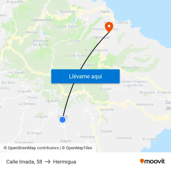 Calle Imada, 58 to Hermigua map
