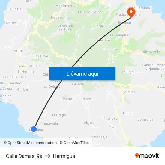 Calle Damas, 9a to Hermigua map