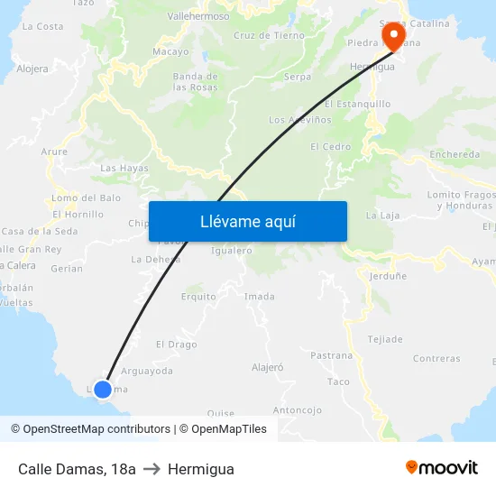 Calle Damas, 18a to Hermigua map