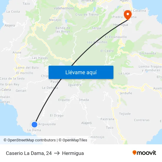 Caserio La Dama, 24 to Hermigua map