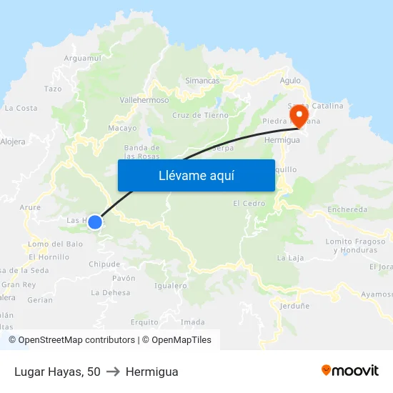 Lugar Hayas, 50 to Hermigua map