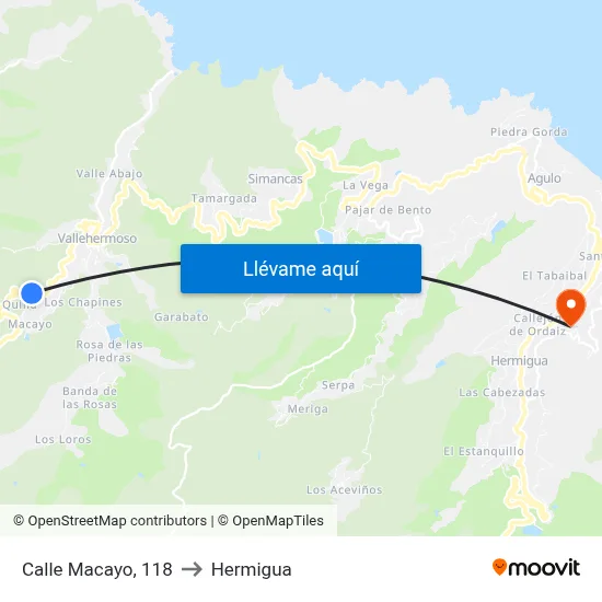 Calle Macayo, 118 to Hermigua map