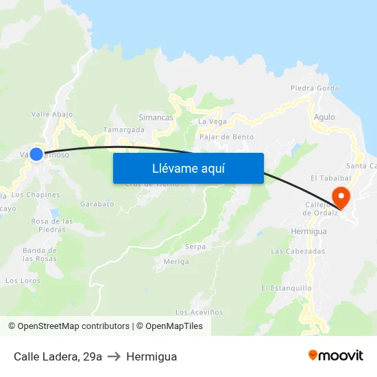 Calle Ladera, 29a to Hermigua map