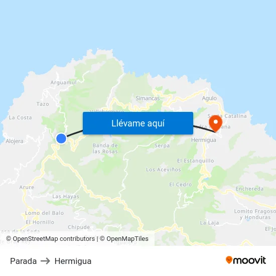 Parada to Hermigua map