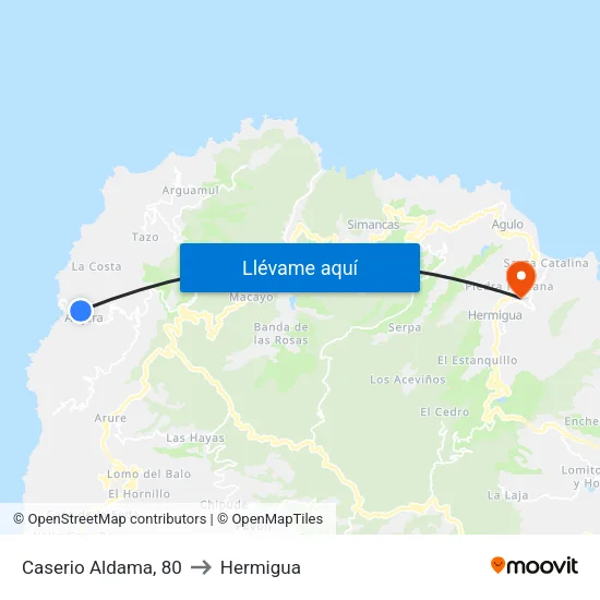 Caserio Aldama, 80 to Hermigua map