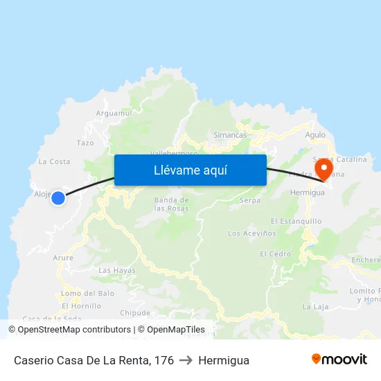 Caserio Casa De La Renta, 176 to Hermigua map