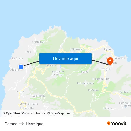 Parada to Hermigua map