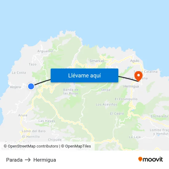 Parada to Hermigua map