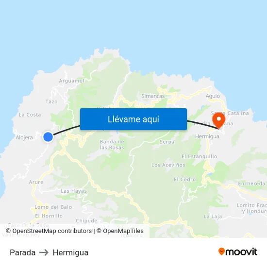 Parada to Hermigua map