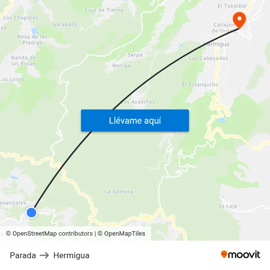 Parada to Hermigua map