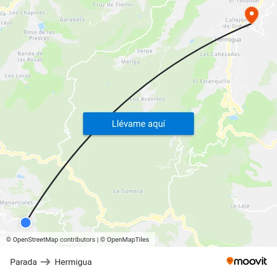 Parada to Hermigua map