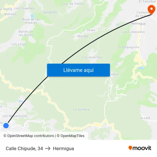 Calle Chipude, 34 to Hermigua map