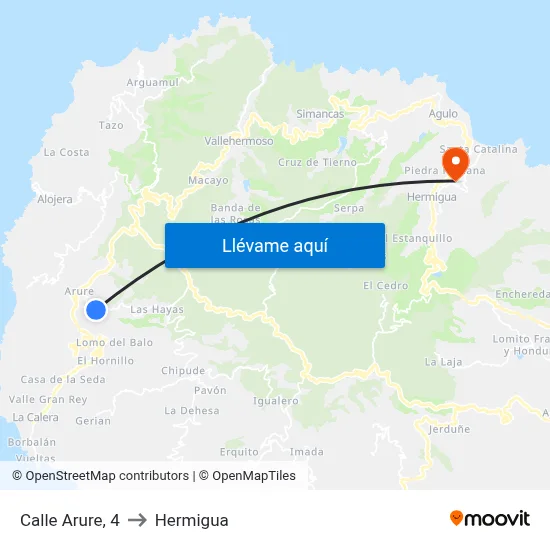 Calle Arure, 4 to Hermigua map