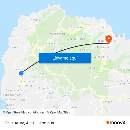 Calle Arure, 4 to Hermigua map