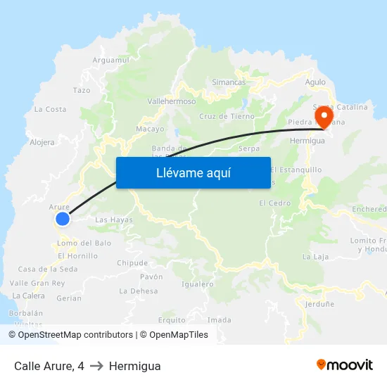 Calle Arure, 4 to Hermigua map