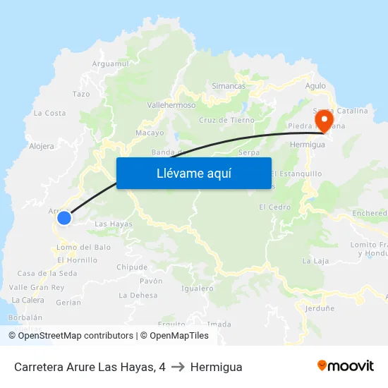 Carretera Arure Las Hayas, 4 to Hermigua map