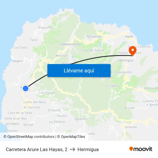 Carretera Arure Las Hayas, 2 to Hermigua map