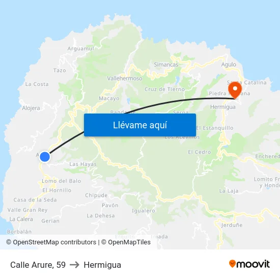 Calle Arure, 59 to Hermigua map