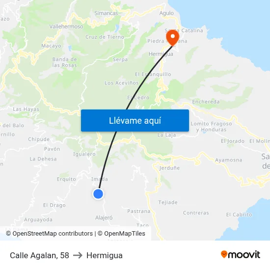 Calle Agalan, 58 to Hermigua map