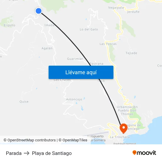 Parada to Playa de Santiago map