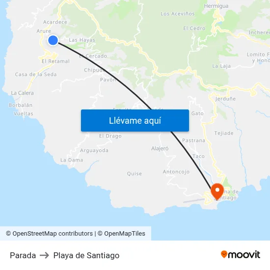 Parada to Playa de Santiago map