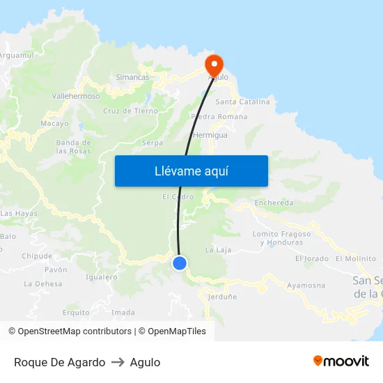 Roque De Agardo to Agulo map