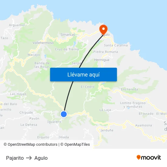 Pajarito to Agulo map