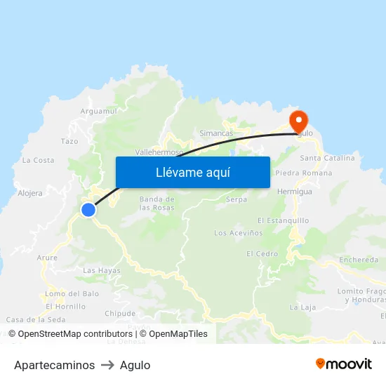Apartecaminos to Agulo map