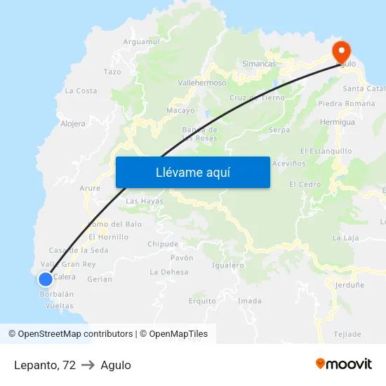 Lepanto, 72 to Agulo map