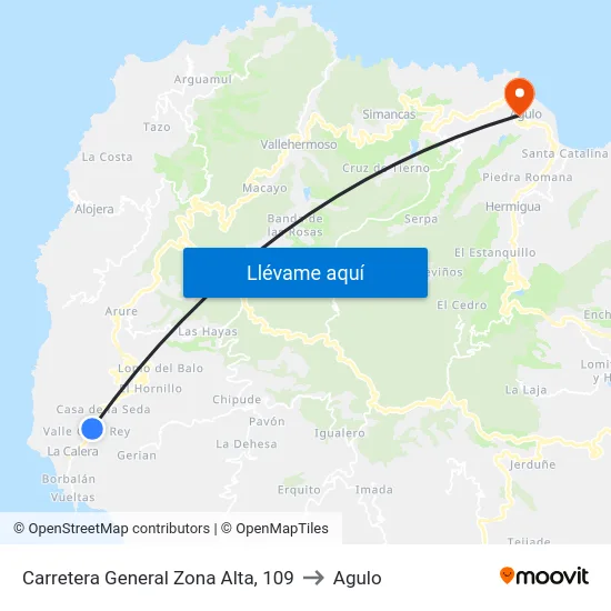 Carretera General Zona Alta, 109 to Agulo map