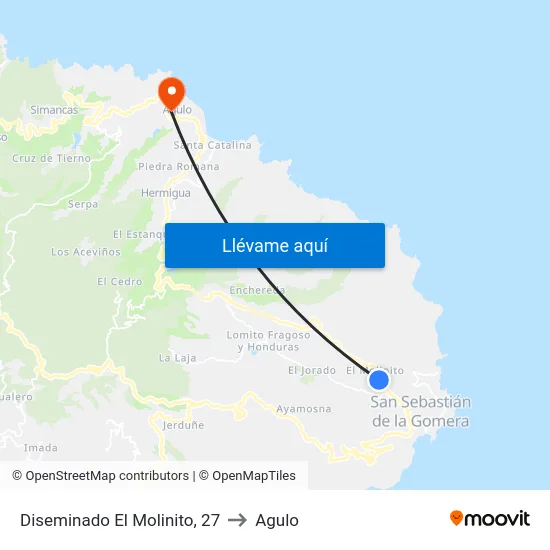 Diseminado El Molinito, 27 to Agulo map