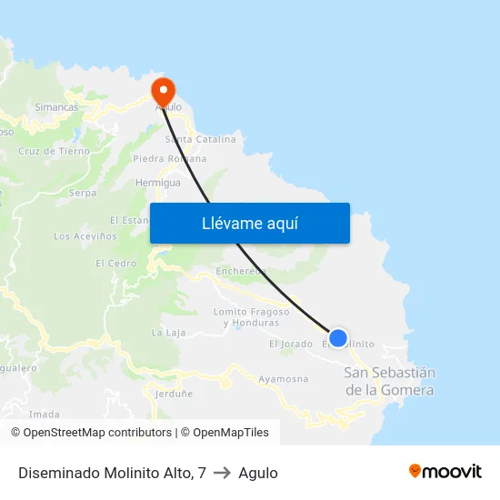 Diseminado Molinito Alto, 7 to Agulo map
