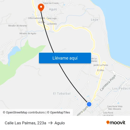 Calle Las Palmas, 223a to Agulo map
