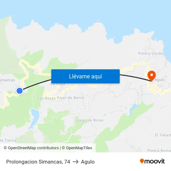 Prolongacion Simancas, 74 to Agulo map