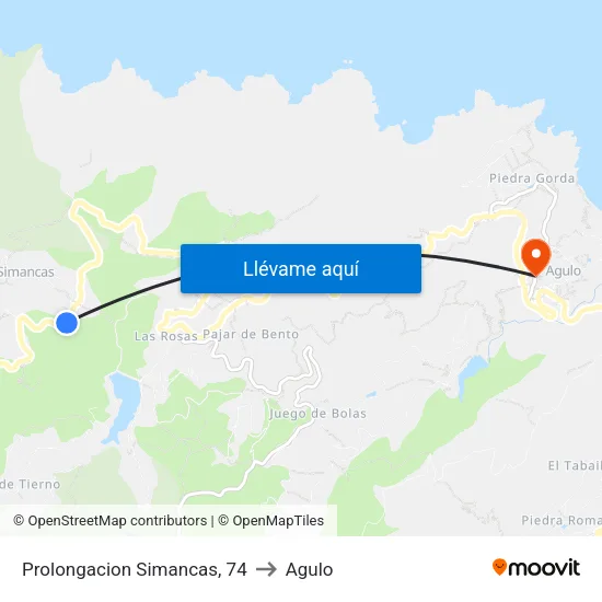 Prolongacion Simancas, 74 to Agulo map